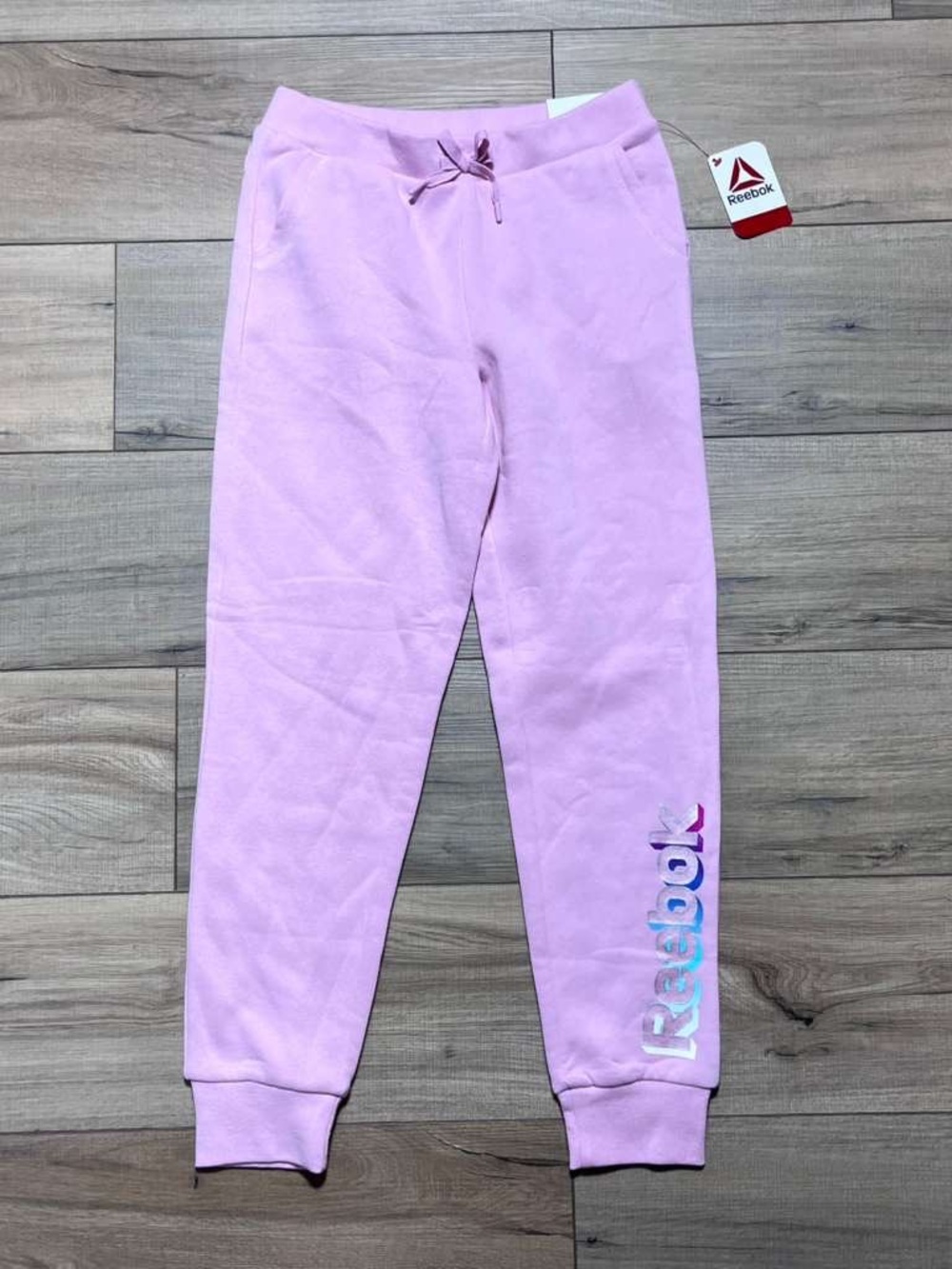 Reebok Girls Slim Elastic Waist Fleece Jogger Pants Size Large (10-12) Lilac